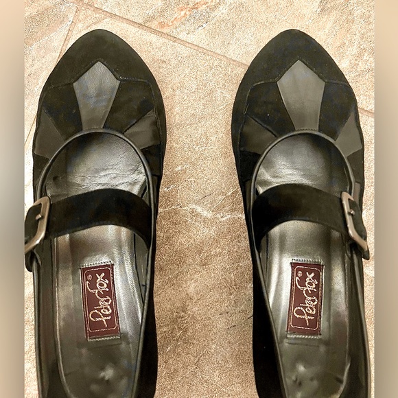 Peter Fox Black Suede Mary Jane Heels Size 8 - Picture 3 of 13